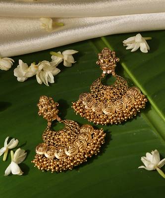 Gold plated temple dangler earrings 5