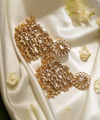 Gold plated temple dangler earrings 1