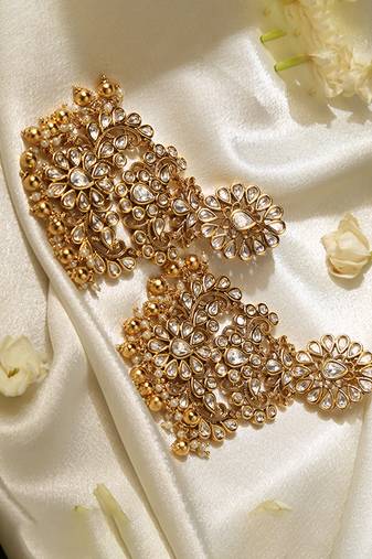 Gold plated temple dangler earrings