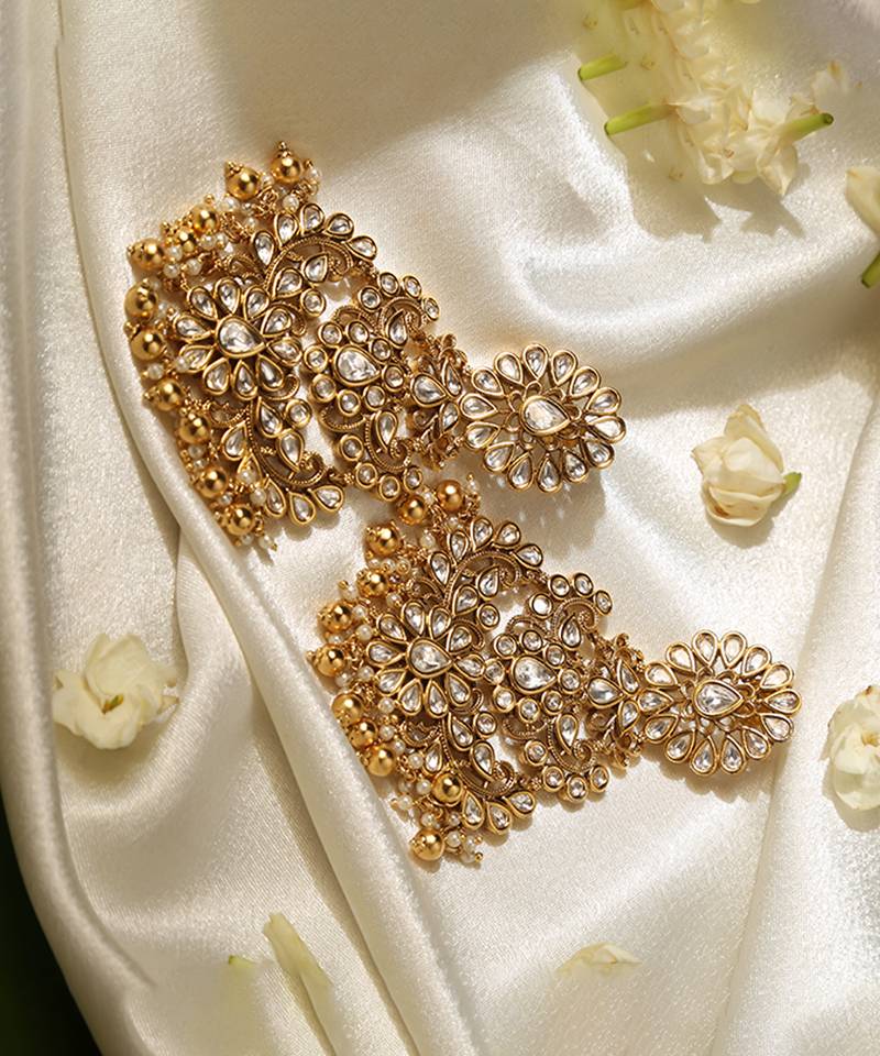 Gold plated temple dangler earrings