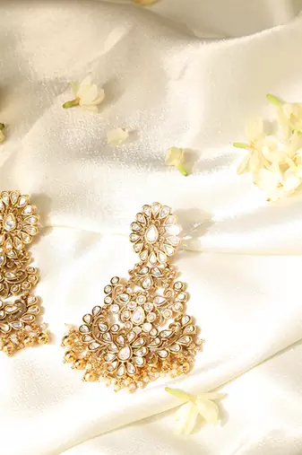 Gold plated temple dangler earrings