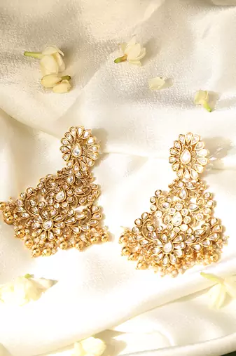 Gold plated temple dangler earrings