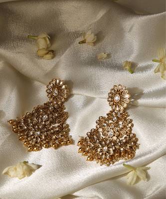 Gold plated temple dangler earrings 4