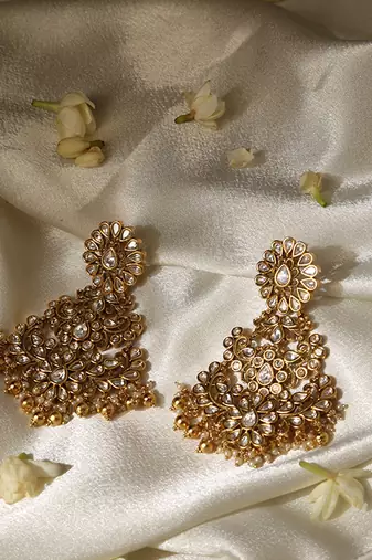 Gold plated temple dangler earrings