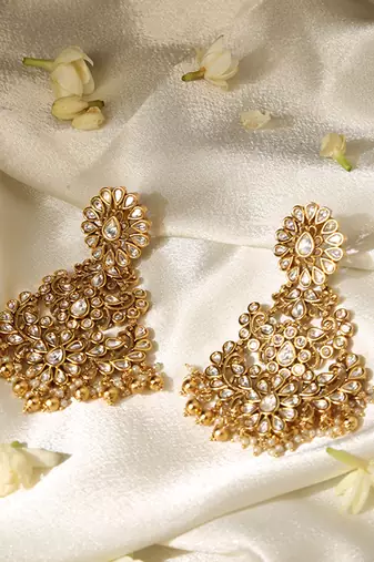 Gold plated temple dangler earrings