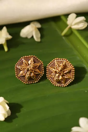 Gold plated temple stud earrings