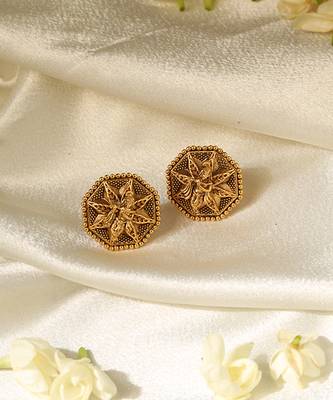 Gold plated temple stud earrings 2