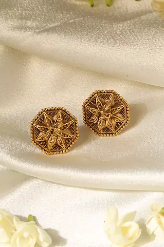 Gold plated temple stud earrings