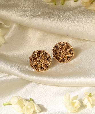 Gold plated temple stud earrings 3