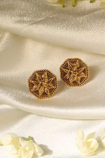 Gold plated temple stud earrings
