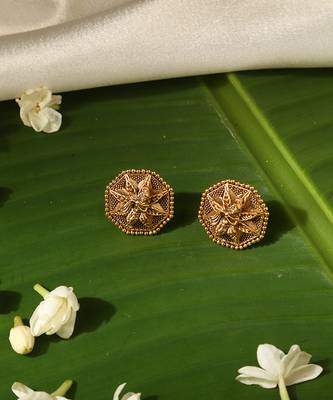 Gold plated temple stud earrings 4