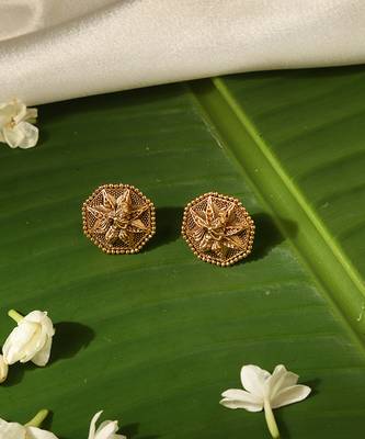 Gold plated temple stud earrings 5