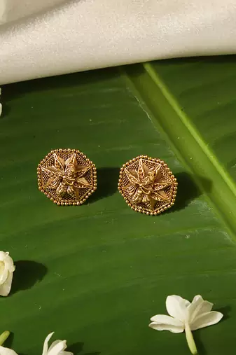 Gold plated temple stud earrings