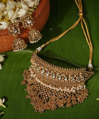 Gold plated temple necklace set 1