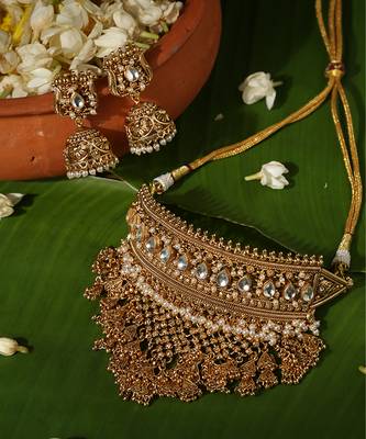Gold plated temple necklace set 3