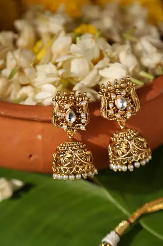 Gold plated temple necklace set