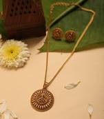 Gold plated temple pendant necklace set