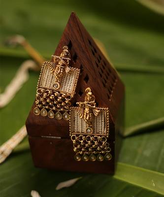 Gold plated pearl temple necklace set 2