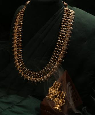 Gold plated temple necklace set 3
