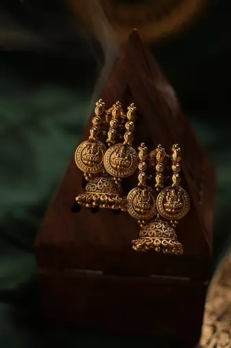Gold plated temple necklace set
