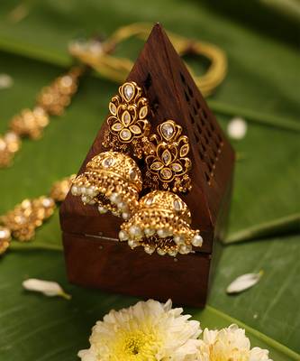 Gold plated temple necklace set 1