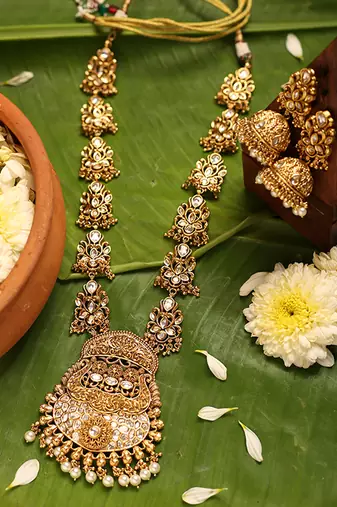 Gold plated temple necklace set