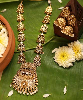 Gold plated temple necklace set 3