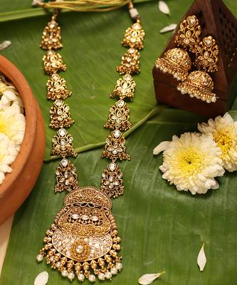 Gold plated temple necklace set 4