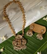 Gold plated pearl temple necklace set