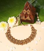 Gold plated red stone temple necklace set