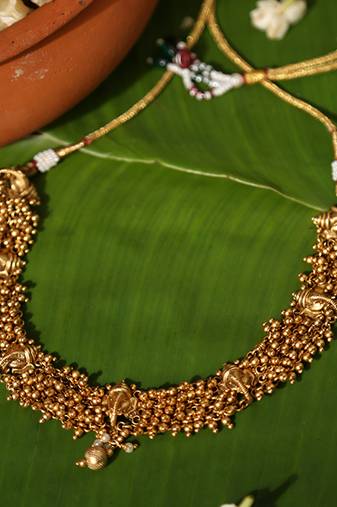 Gold plated temple necklace set