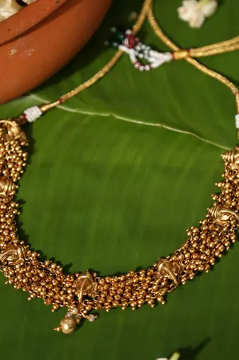 Gold plated temple necklace set