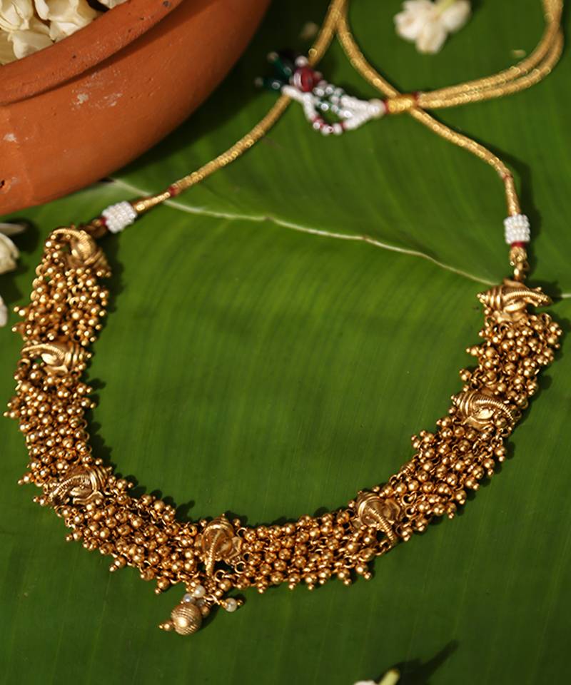 Gold plated temple necklace set
