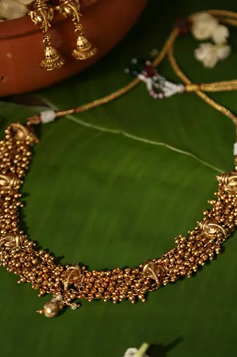 Gold plated temple necklace set