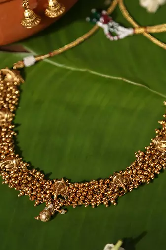 Gold plated temple necklace set