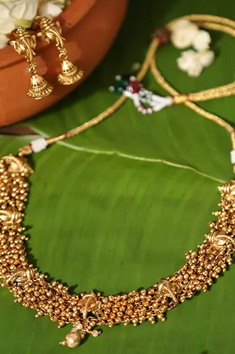 Gold plated temple necklace set