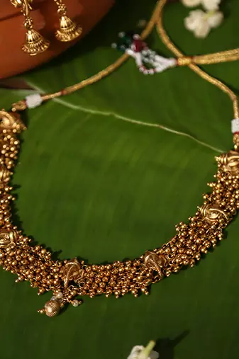 Gold plated temple necklace set