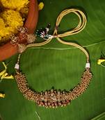 Gold plated red stone temple necklace set