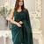 green heavy sequance embroidery work georgette saree with blouse piece