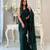 green heavy sequance embroidery work georgette saree with blouse piece