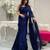 nevy blue heavy sequance embroidery work georgette saree with blouse piece