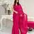 pink heavy sequance embroidery work georgette saree with blouse piece