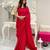 red heavy sequance embroidery work georgette saree with blouse piece