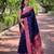 nevy blue Woven paithani designer paithani silk saree with blouse piece