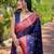 nevy blue Woven paithani designer paithani silk saree with blouse piece