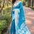 blue Woven rainbow jari designer organza saree with blouse piece