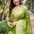 green Woven rainbow jari designer organza saree with blouse piece