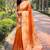 orange Woven rainbow jari designer organza saree with blouse piece