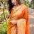 orange Woven rainbow jari designer organza saree with blouse piece