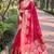 pink Woven rainbow jari designer organza saree with blouse piece